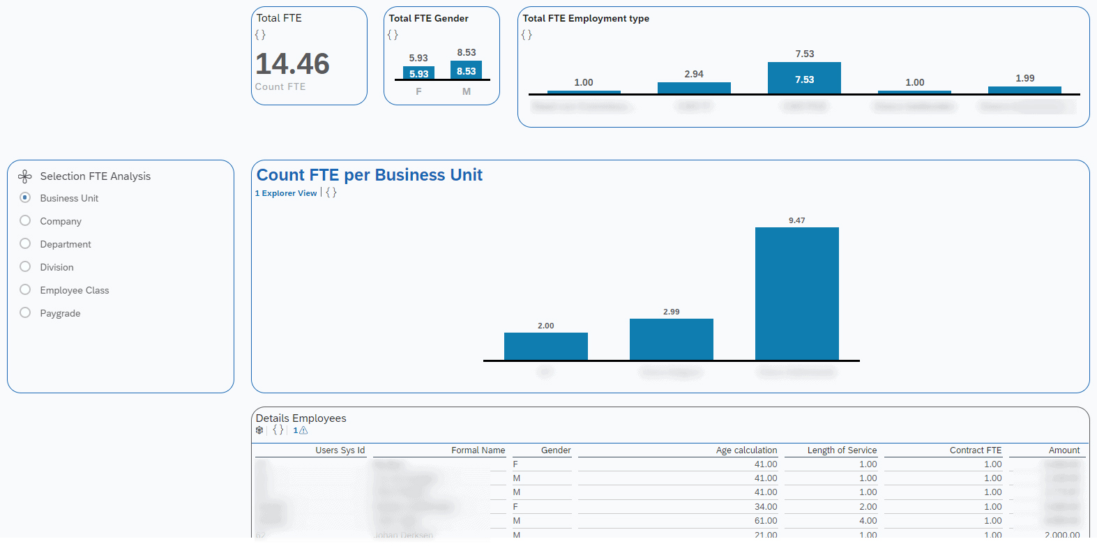SAP People Analytics report
