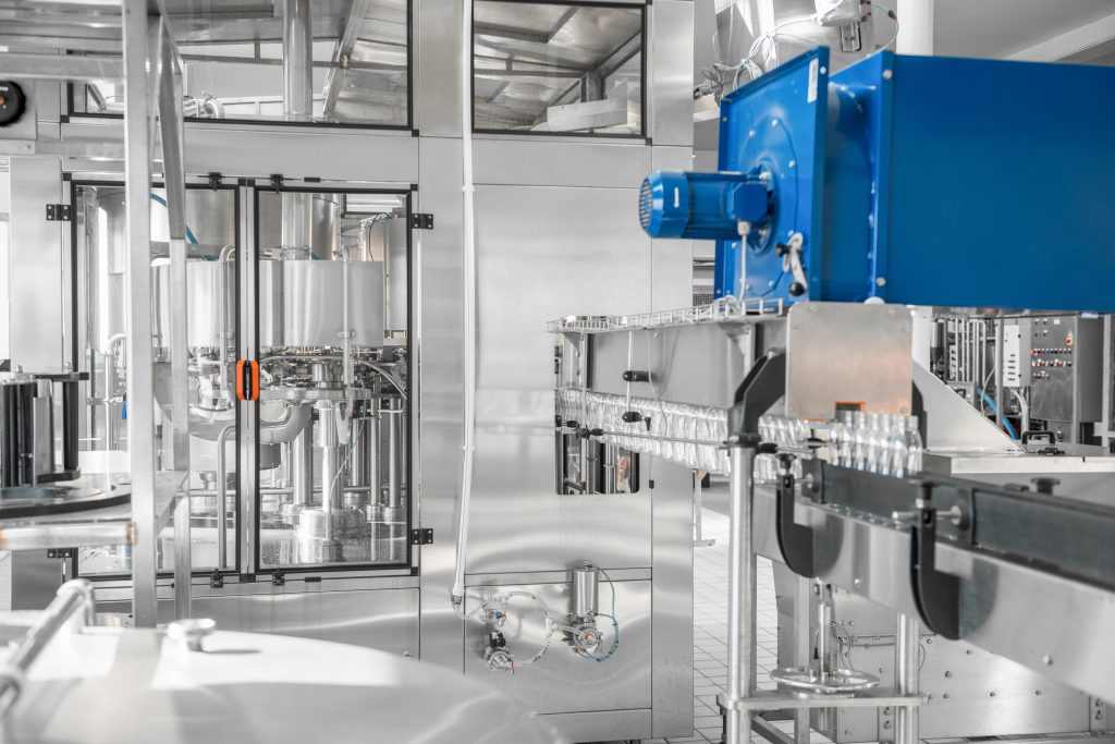 empty plastic bottles conveyor belt equipment dairy plant
